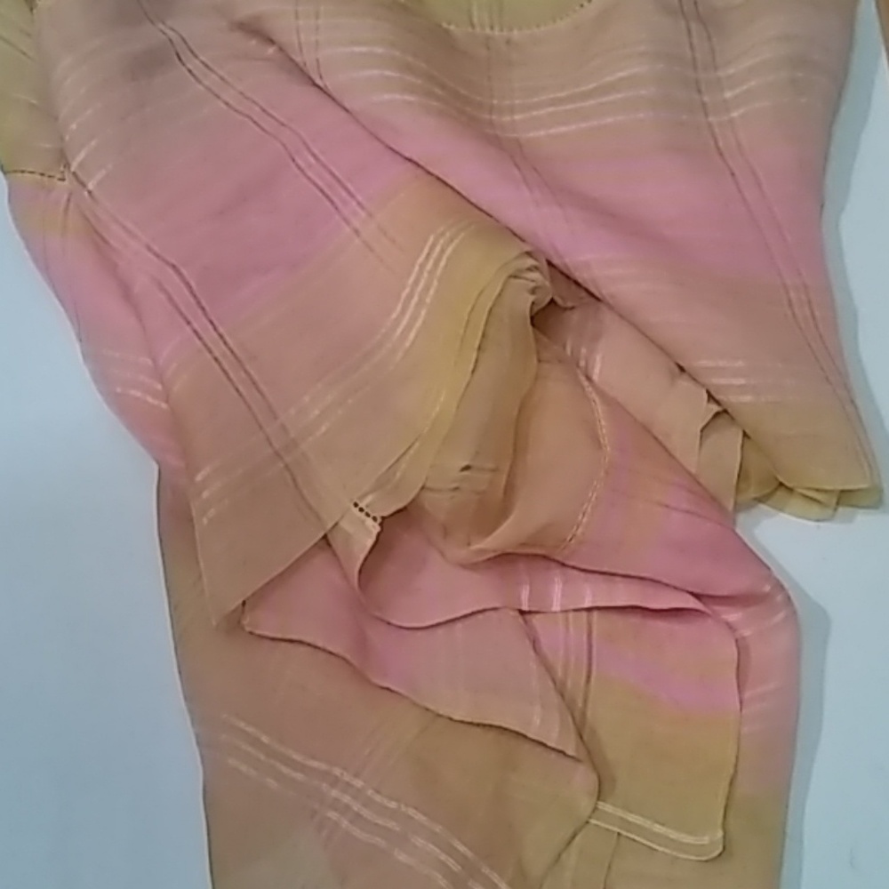 Pale pink and celadon silk oversized wrap